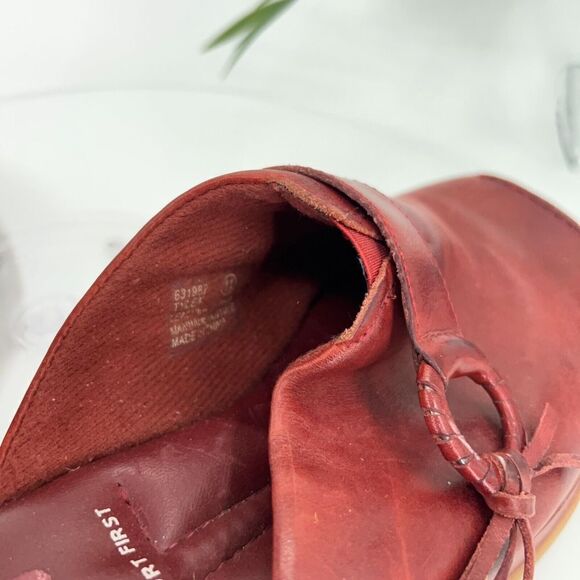 Earth Shoe Gelron 2000 Tyler Womens Clogs Size 11 Red Leather Wedge Heel Shoe - Picture 10 of 12
